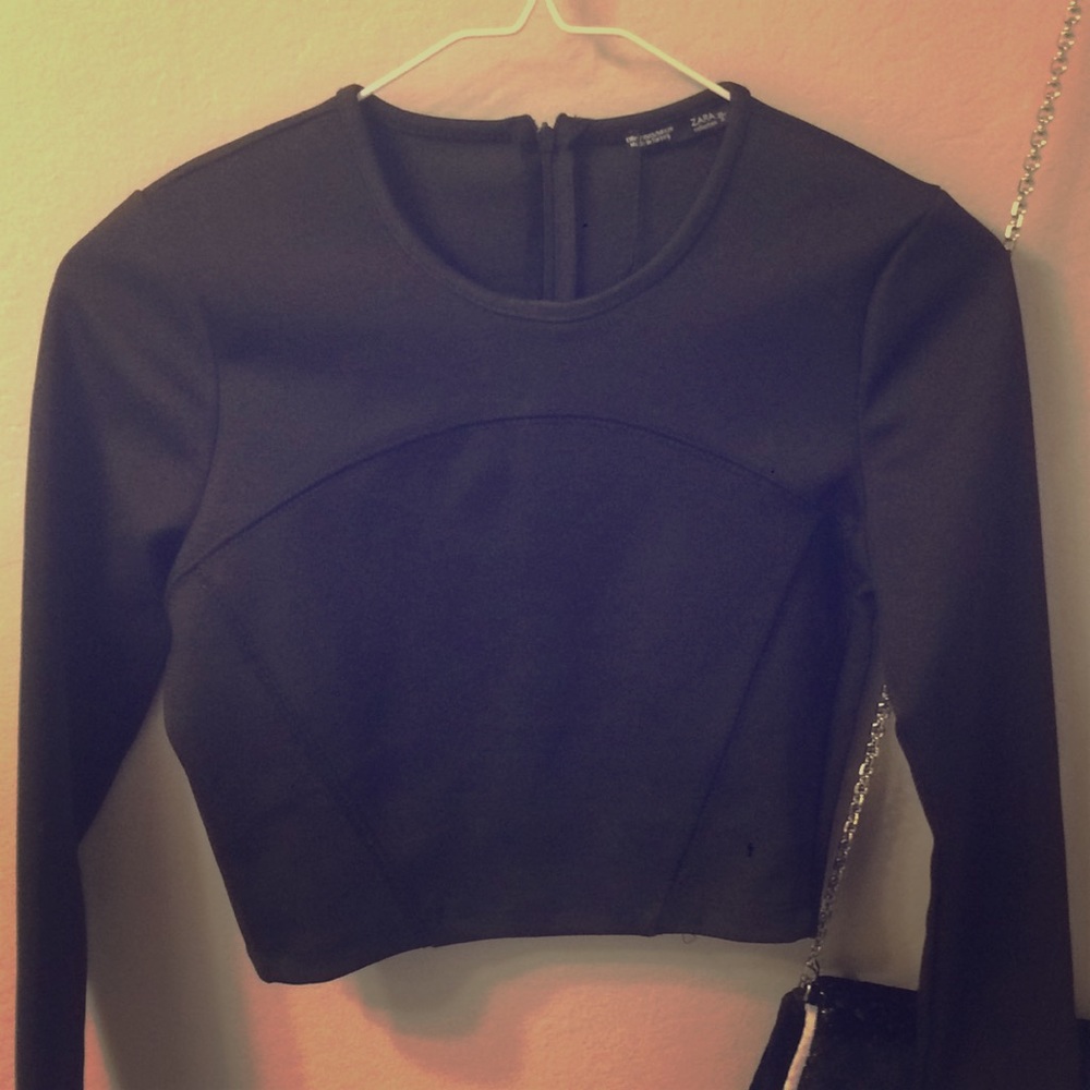 Zara Fitted long sleeve Crop Top